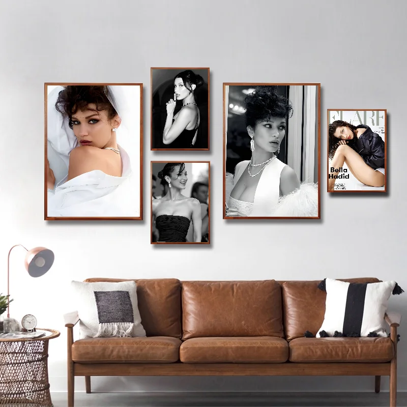 American Vogue Fashion Models Bella H-Hadid Poster Self-adhesive Art Waterproof Paper Sticker Coffee House Bar Room Wall Decor