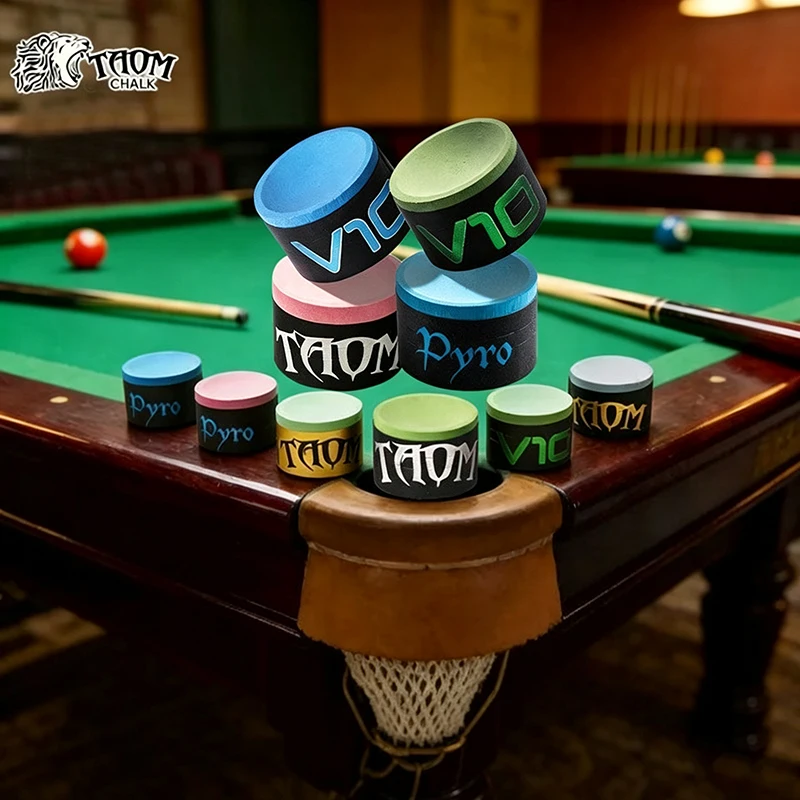 Original Taom V10/Pyro Chalk Snooker Pool Chalk Blue/Green/Pink Colors Soft Billiard Round Chalk Billiards Accessories