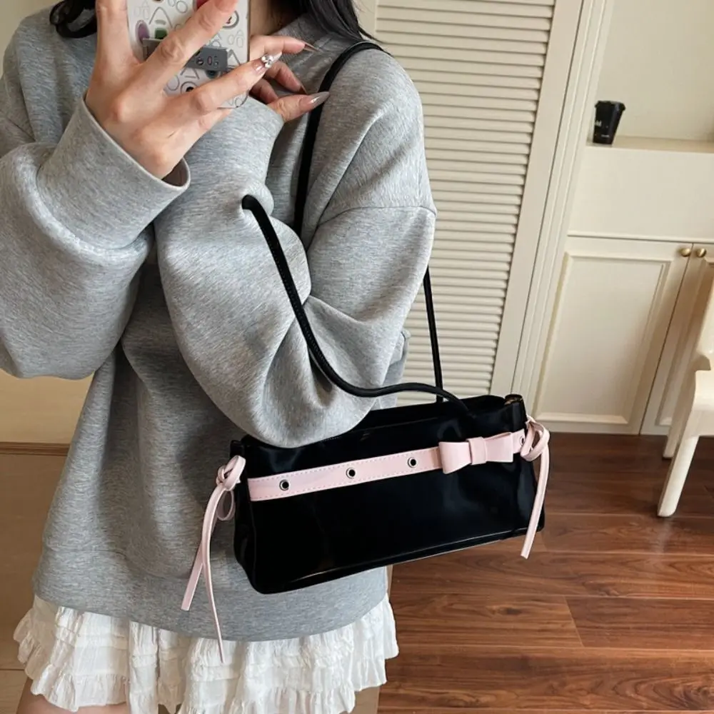 

Fashion Sweet French Stick Handbag Y2K Large Capacity Bow Shoulder Bag Korean Style French Armpit Bag Women