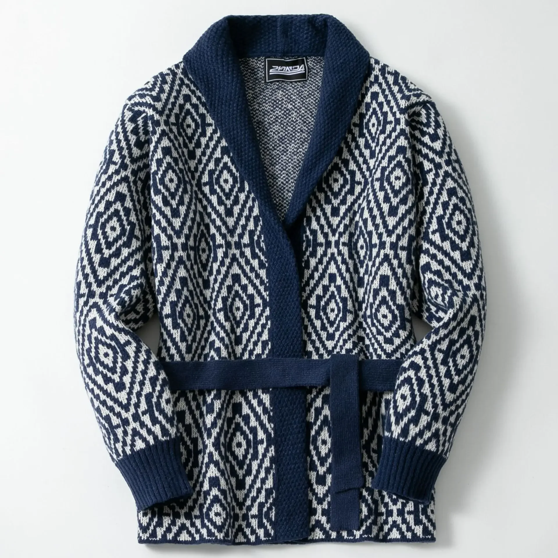 LIBIELIY Men's Thickened Mid-length Open-front Knitted Sweaters With Diamond Jacquard Patterns, In European And American Styles