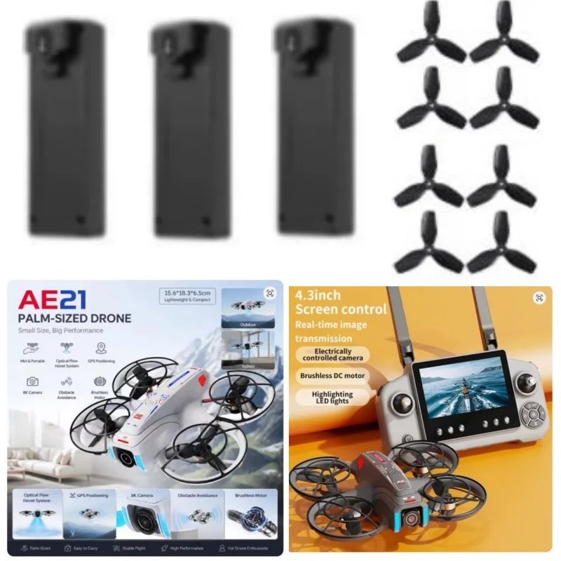 3.7V 1200mah Battery For AE21 Screen Drone Battery /Propeller AE21 Drone Battery Blades AE21 Screen Dron Blades AE21Dron Battery