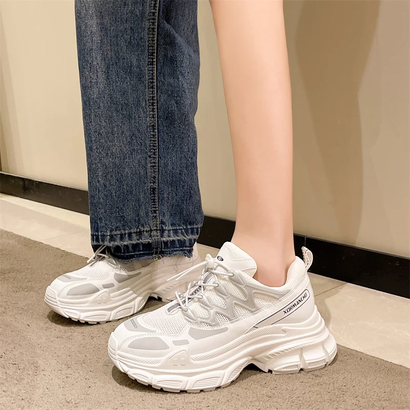 

2023 New Women's Mesh Breathable Sports Shoes Fashion Thick Bottom Women's Vulcanized Shoes Non-slip Comfortable Casual Shoes