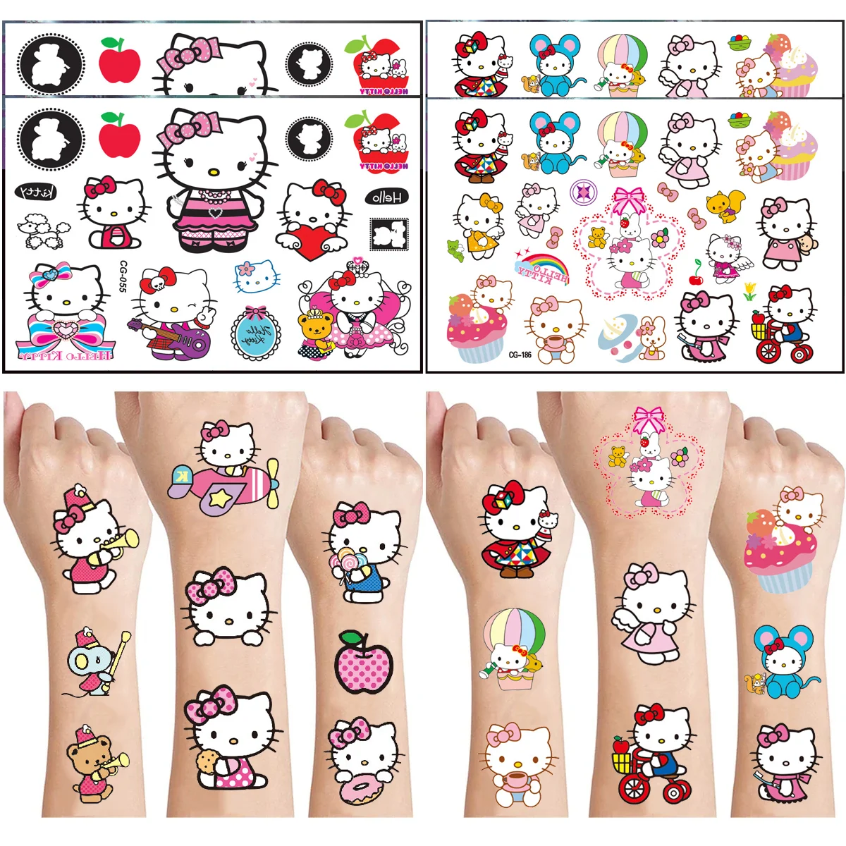 

5Pcs Cartoon Pink Cat Tattoo Sticker Waterproof Original Cute Cat Sticker Birthday Party Supplies Decorations Kids Girls Gifts