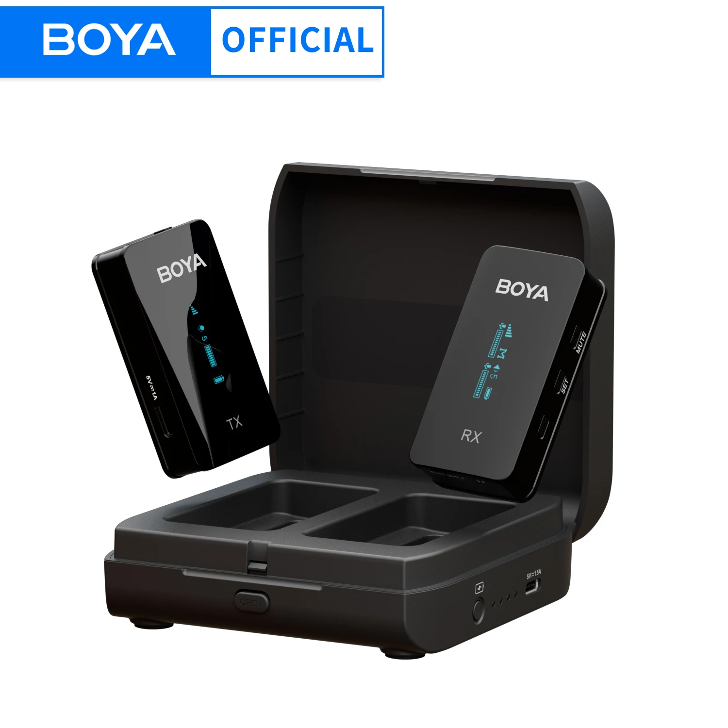 BOYA BY-XM6-K1 Wireless Lavalier Microphone Portable Audio Video Recording Mic with Charging Case for Smartphone Camera Vlog