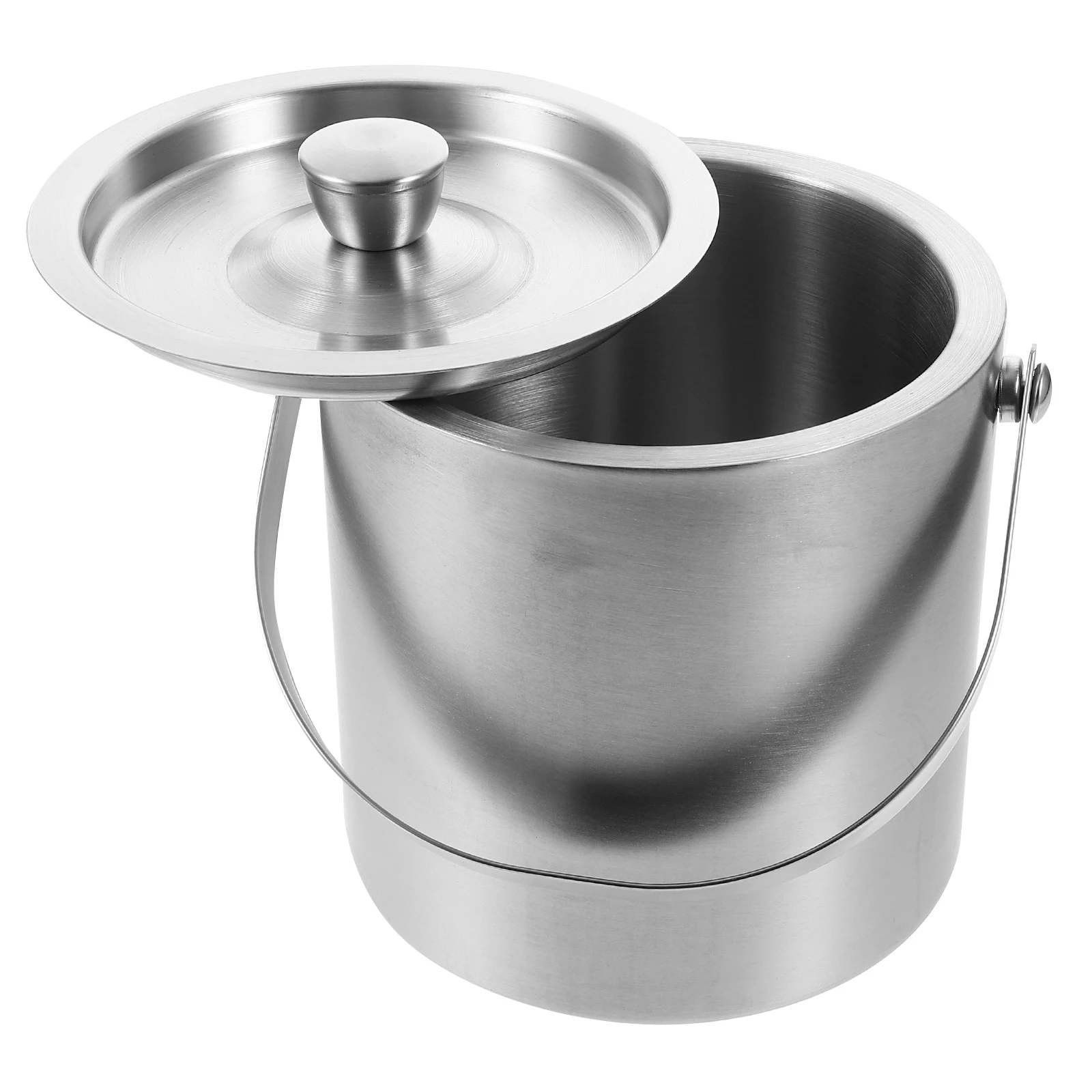 

1pc Stainless Steel Ice Bucket 1.8L Cooling Beverage Bucket for Parties Gatherings Sturdy KTV Bar Metal Ice Cooler