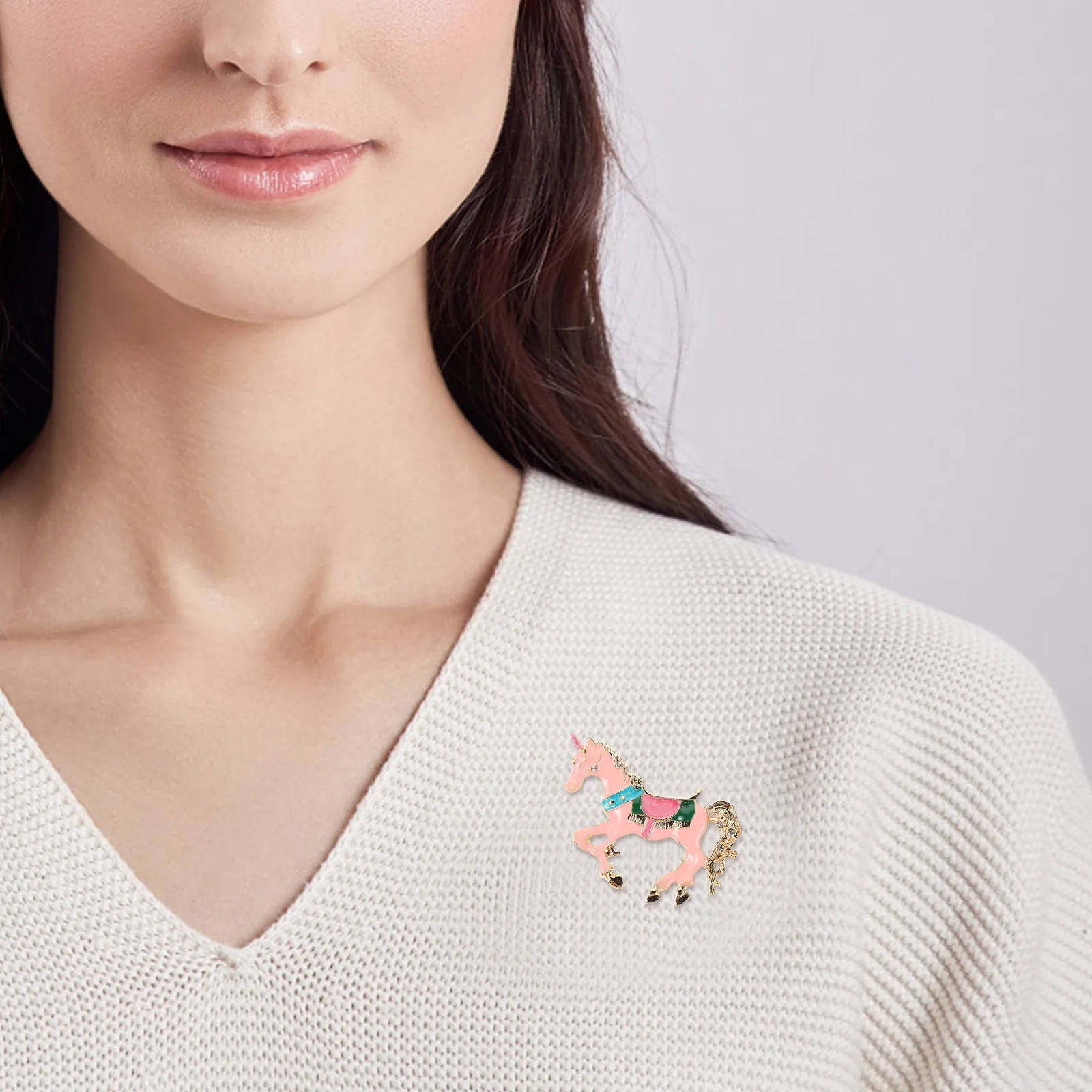 الصينية زودياك الحصان بروش دبوس أنيق المينا براعة كريستال دبوس ملحق للمناسبات الاحتفالية والهدايا #4