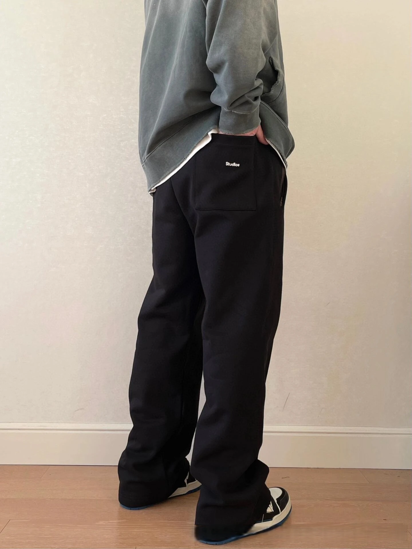 

Ac Letter Embroidery Loose Sweatpants Heavy Washed Straight Leg Casual Trousers Unisex Wide Leg Pants Comfortable Breathable