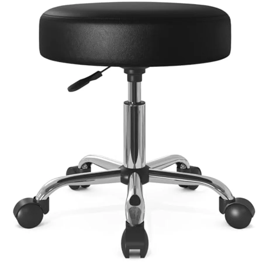 

Rolling Stool with Wheels Swivel Shop Salon Chair Adjustable Drafting Massage Medical Tattoo Spa with PU Leather CushionedBlack