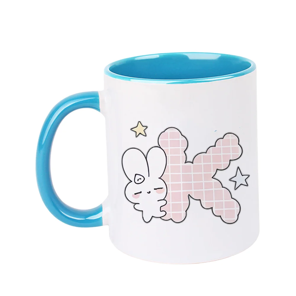 11oz Cute Rabbit Cloud Star Print Ceramic Coffee Mug for Home Party Office Drinking Birthday Present Holiday Gift Christmas Tabl