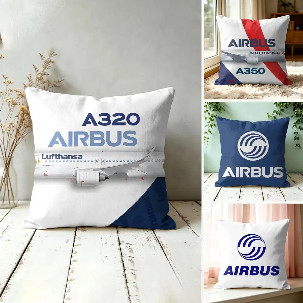 A-Airbus Logo Cushion Cover Wrinkle-Resistant Short Plush Cushion Covers Breathable Machine-Washable