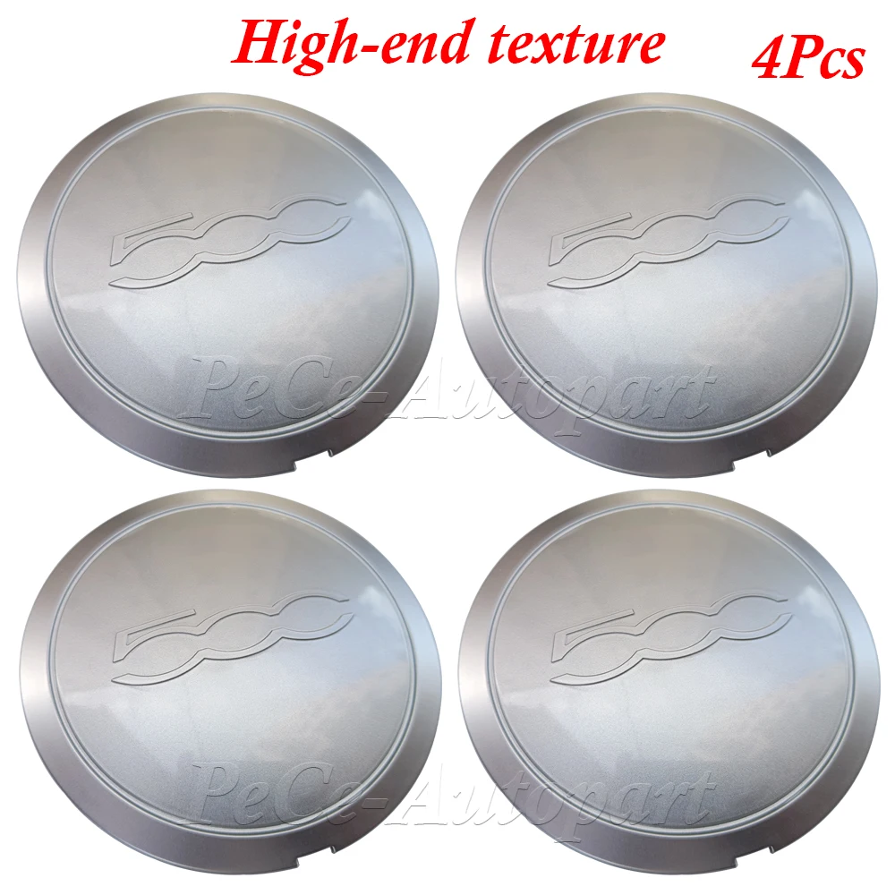 4Pcs 133mm Hubcap For Fiat 500 Wheels Centre Hub Caps 68078419AC 68078421AC 51884863 Silver/Red Dust Cover High-end Texture