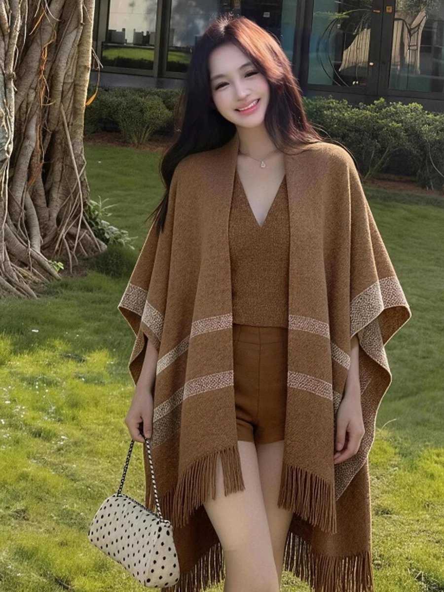 Autumn Winter Soft Cozy Woolen Cloak Scarf Fashionable Versatile Lazy Style Multifunctional Neck Warmer for Men And Women