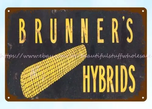 Brunner's Hybrids seeds farm cottage metal tin sign nearest home decor store