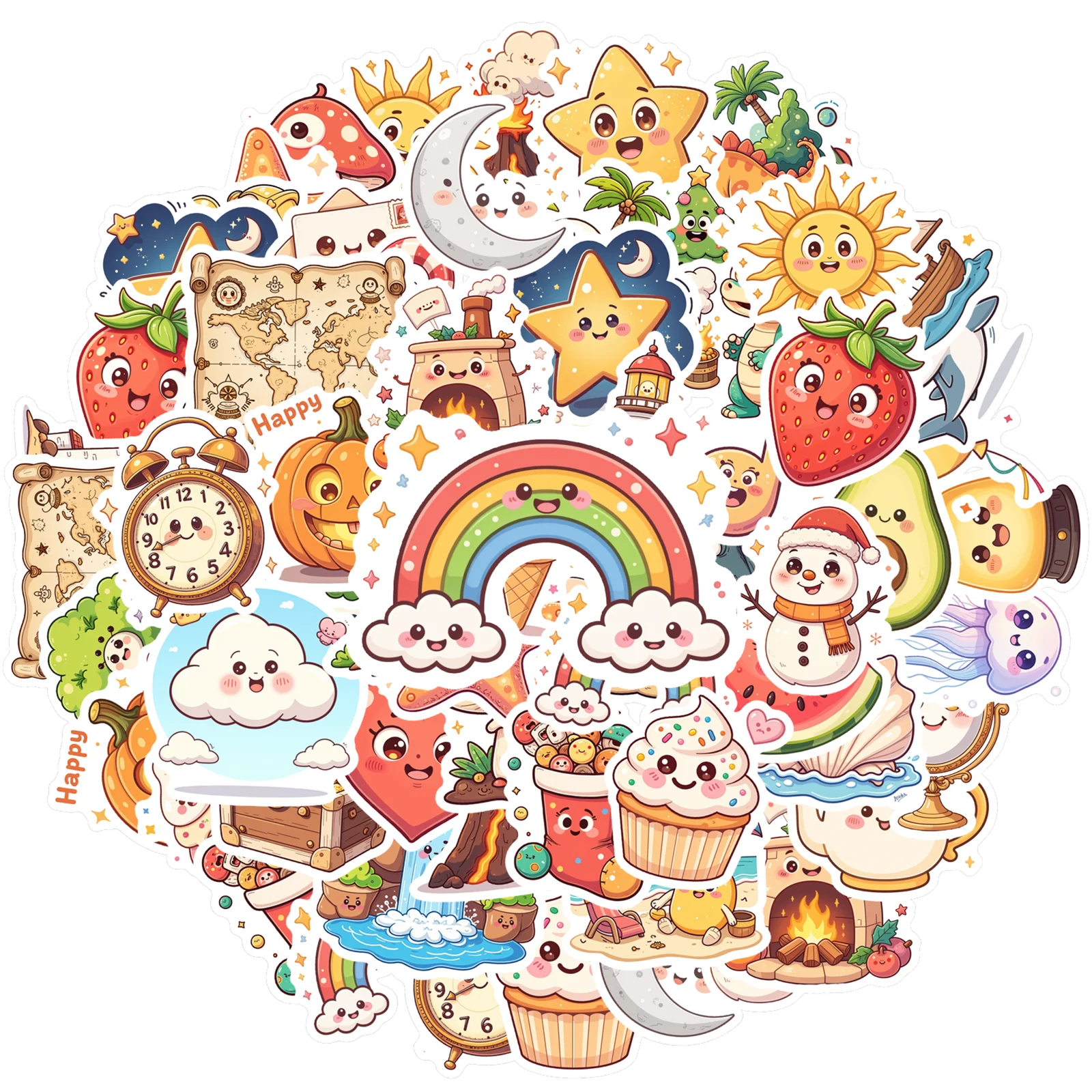 35-100pcs Cartoon Stickers Kawaii Cute Waterproof Graffiti Aesthetics Phone Laptop Diary Guitar Suitcase Sticker Decals