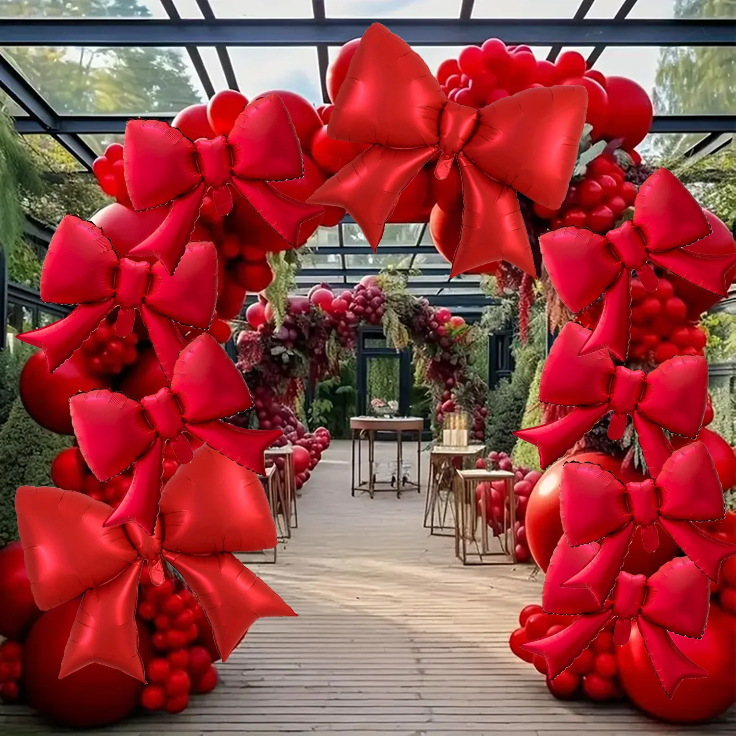 2/10 Stück rote Aluminiumfolien-Schleifenballons, geeignet für Hochzeiten, Gender-Reveal-Partys, Geburtstage, Neujahr und Weihnachtsdekorationen – Detail 2