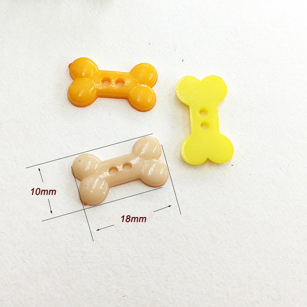 120pcs Mixed Colors 18mm Cute Dog Bone Shape Plastic Buttons for Pet Clothes, DIY Crafts, Sewing, 2 Holes