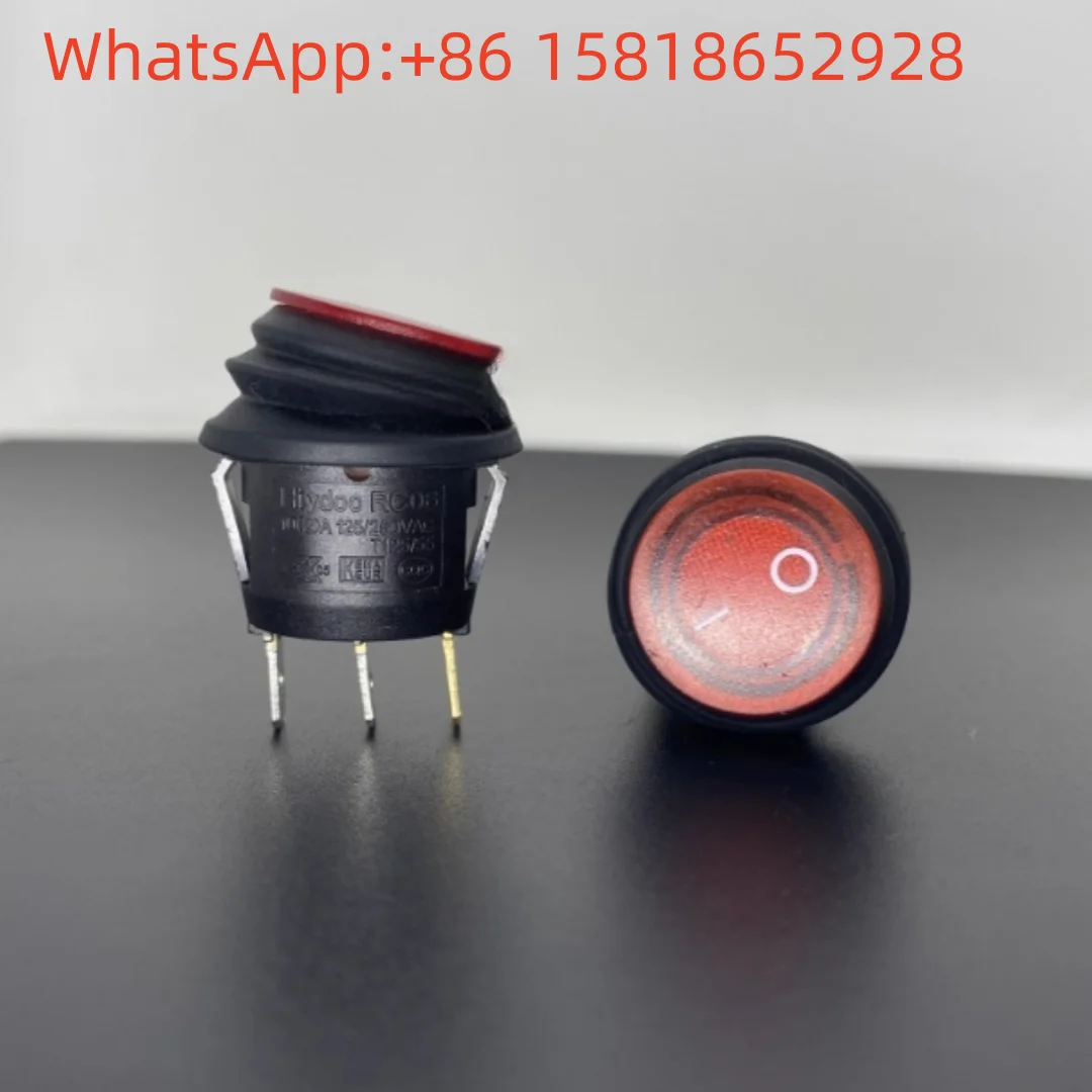 5pcs Hiydoo RC06 rocker boat-shaped power switch button 3-pin 2-position 10A with light round waterproof and dustproof button