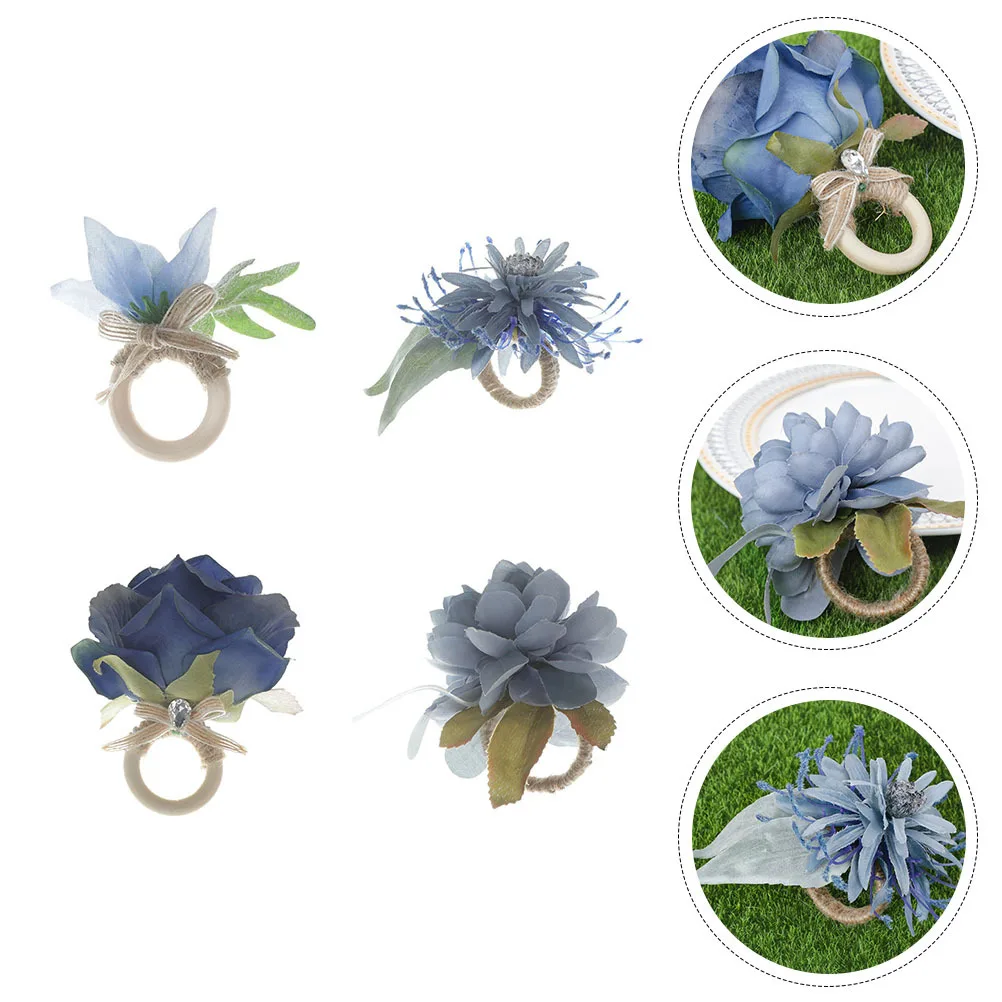 

4pcs Simulated Napkin Delicate Napkin Clamp Rings Decorative Tableware For Wedding Party Hotel Event Dining Decoration