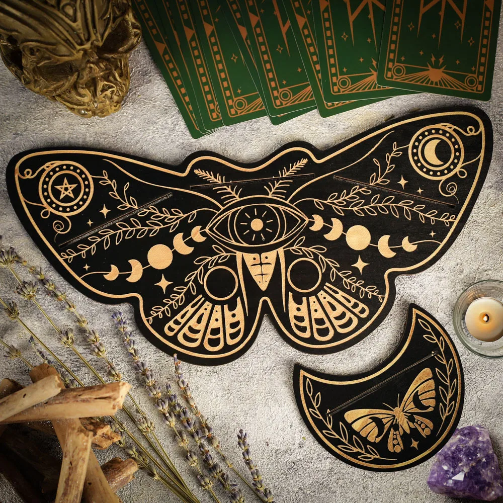 Witchy Tarot Card Holder Witchy Luna Moth Tarot Card Holder Set Oracle Cards Display Stand for Divination