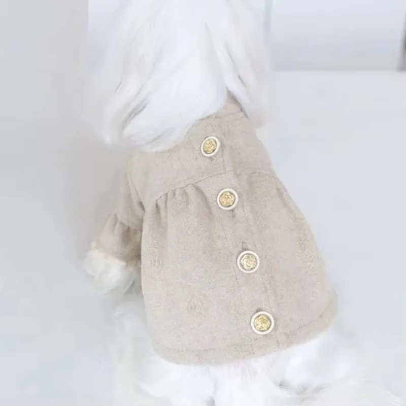 High-end Fall Winter Pet Clothes Luxury Embossed Cloth Coat Skirt Elegant Pet Dog Cat Clothing on Sale