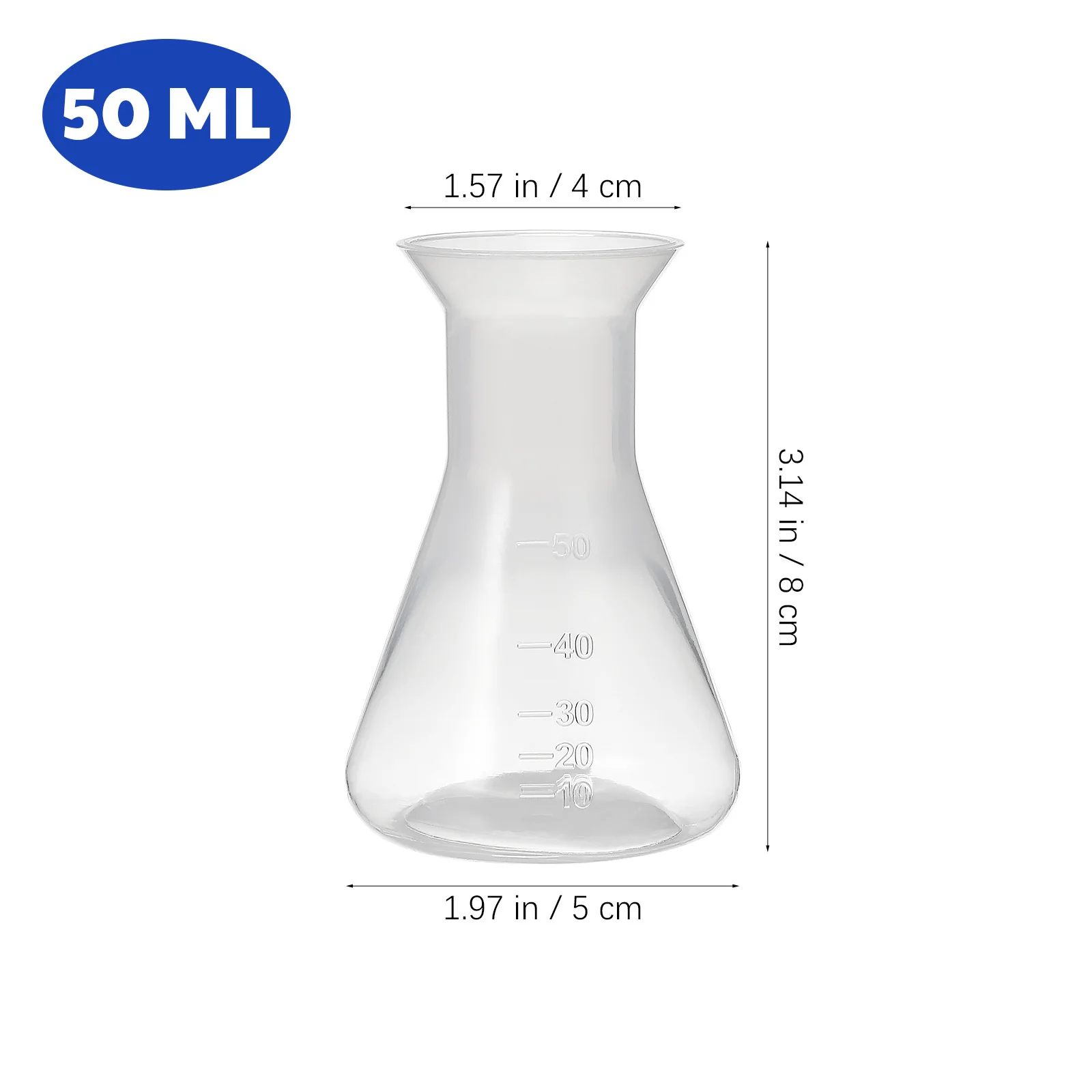 5Pcs Plastic Conical Flasks Clear Measuring Bottles Stable Base Smooth Tools for Chemistry Experiment