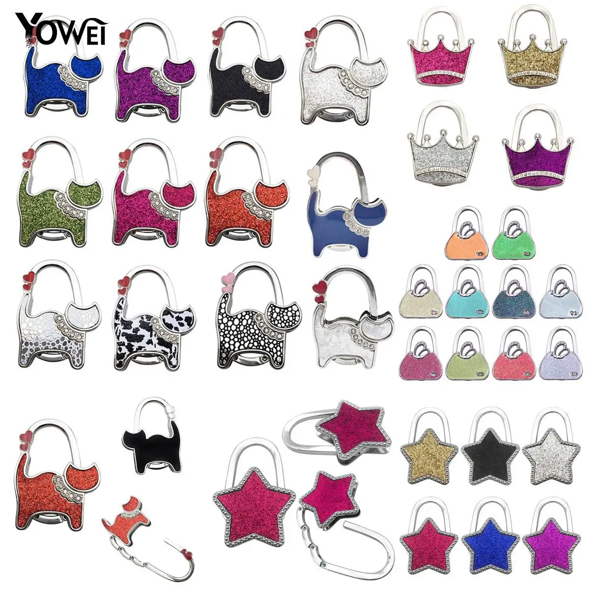 Portable Cat Shape Folding Handbag Hook Holder Purse Hanger Table Edge Hanging Hooks For Handbag Decoration Women Bag Organizer