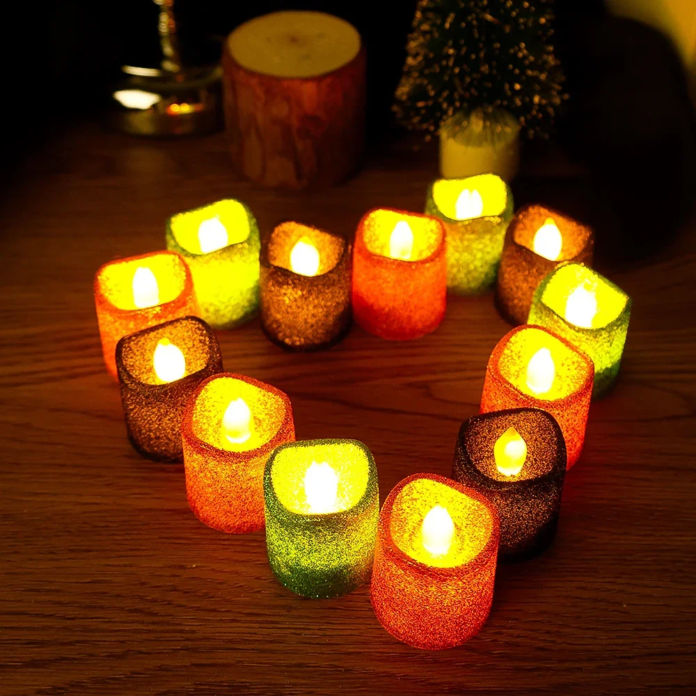 4/1PCS Świeczki LED Bezpłomieniowe brokatowe podgrzewacze Wielokolorowy kształt fali Ozdoba na biurko Lampa Ślub Xmas Party Home Decor