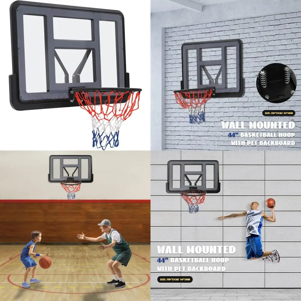 Adjustable Wall Mount Basketball Hoop with Performance PET Backboard and Rim for Indoor and Outdoor Home Use