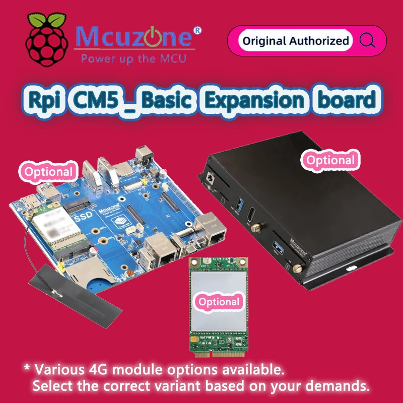 Raspberry pi CM5_Basic Expansion board for RPi OS/Ubuntu,4G LTE,NVMe SSD, dual Ethernet , Hailo8 AI,WiFi7,driver-free