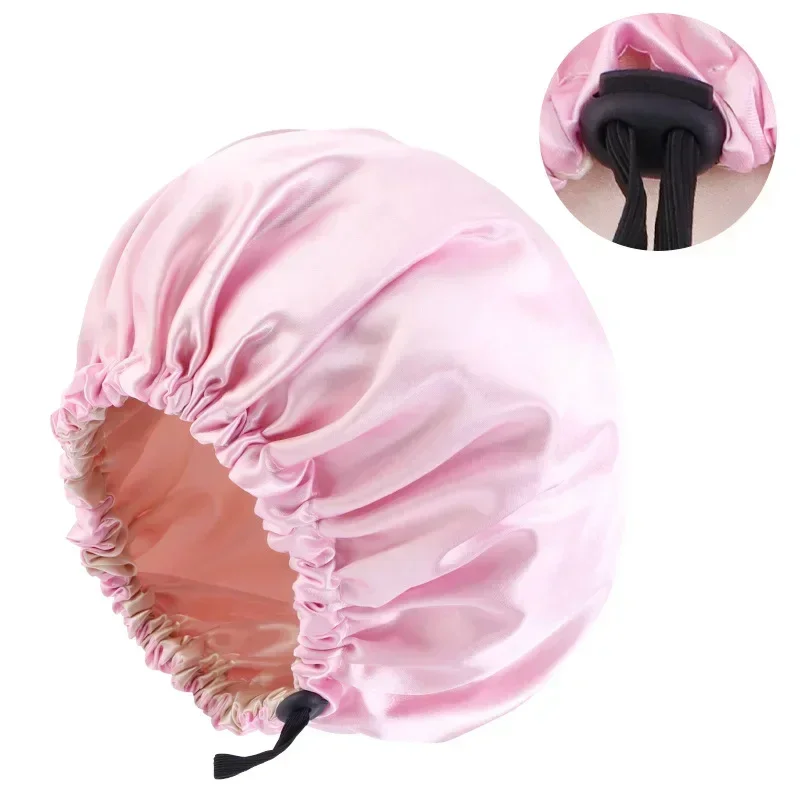 Hair Satin Bonnet For Sleeping Cap Silk Bonnet Bonnet Femme Women Night Sleep Cap Head Cover Flower Elastic Band Solid