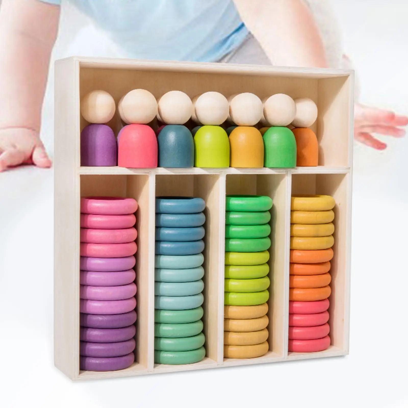 

Montessori Toys Educational Toy Fine Motor Skill Stacking Rings Toy Wooden