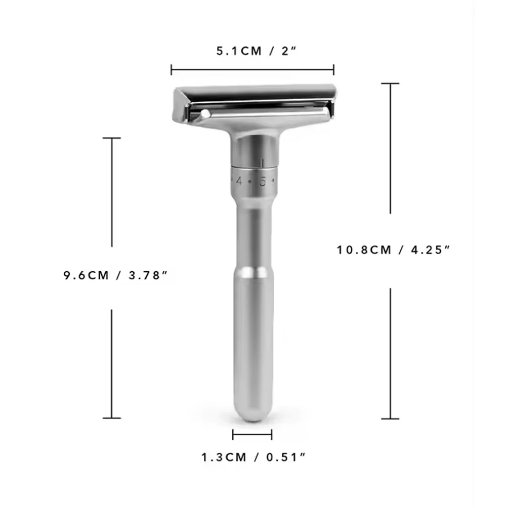 Adjustable Safety Razor for Men, 1-5 Settings Double Edge Wet Shaving Razor, Black Matte Metal Handle, Reusable Eco-Friendly Man view 3