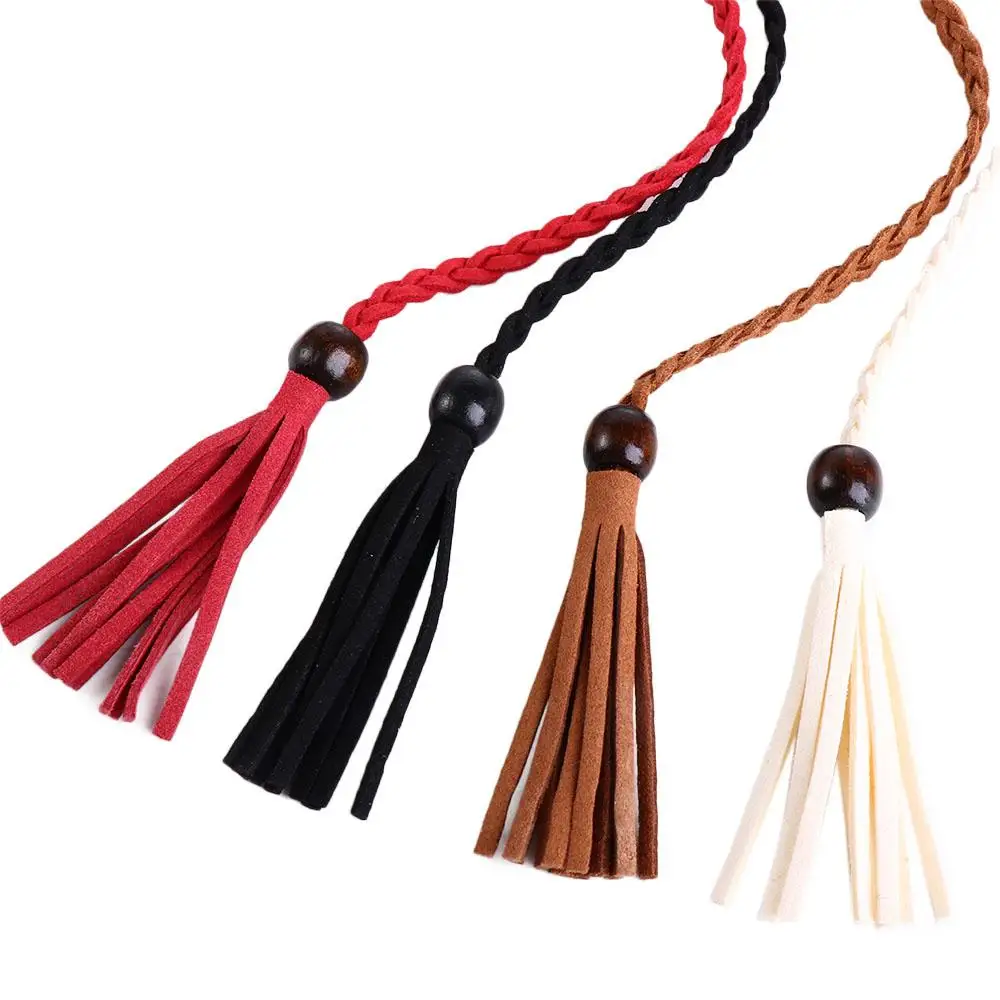 Personality Simple DIY Wooden Bead Thin Belts Bohemian Women Waist Chain Braided Tassel Belt Waist Rope Ethnic Style Belts