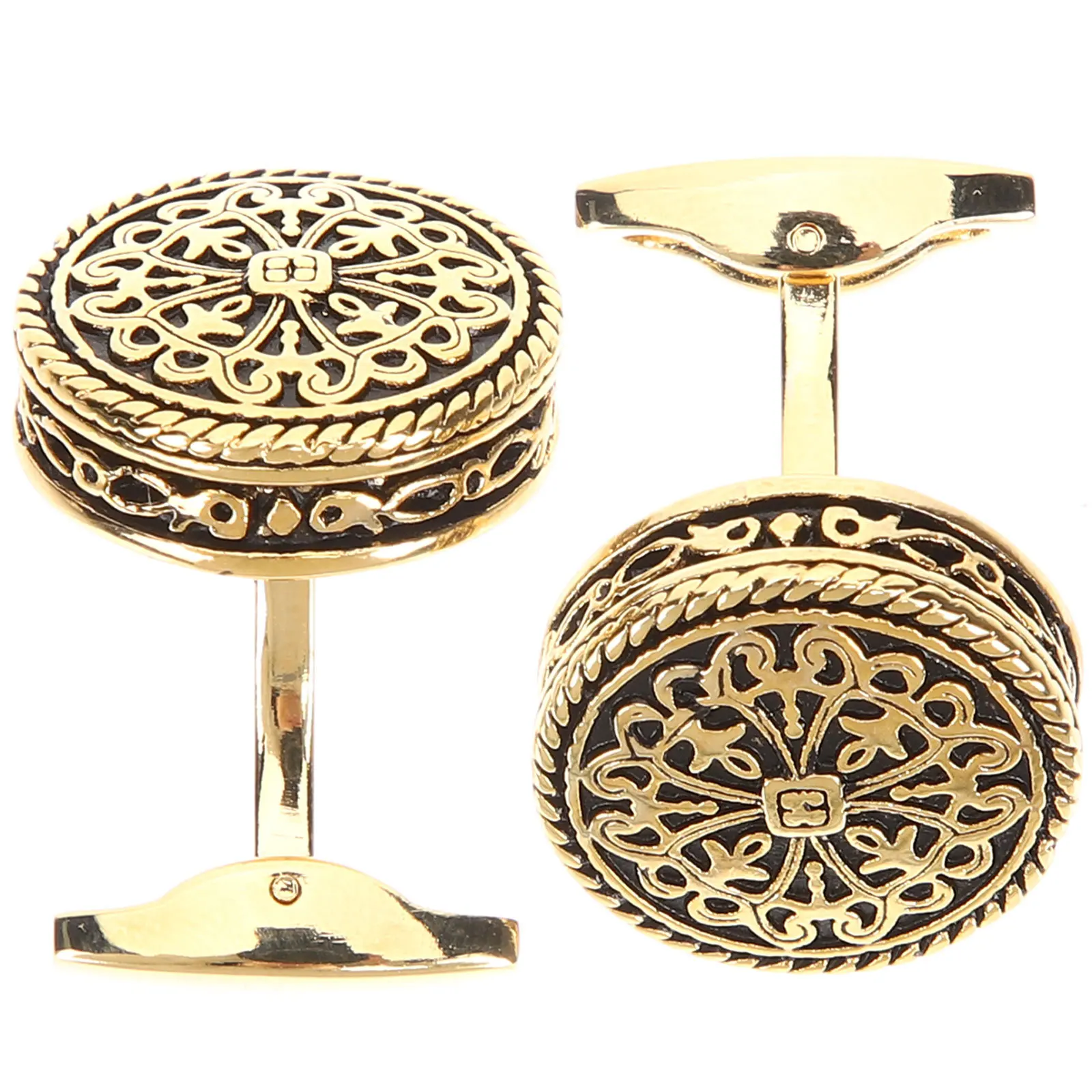 

2Pcs Gold Vintage Cufflinks for Men Classic Metal Studs Business Shirts Wedding Groom Gift Retro Style Men Gift