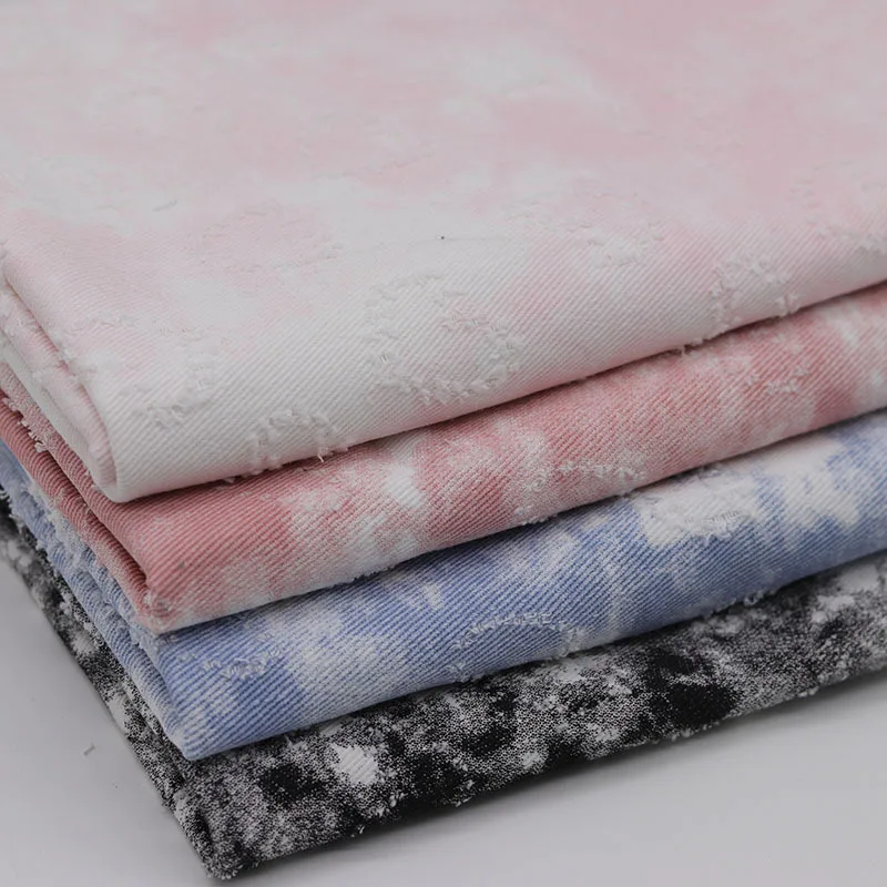 

2025 New Love tie dye washed printed denim fabric clothing fabric jeans