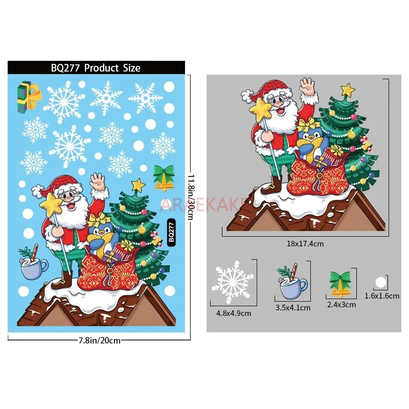 1set Snowman Static Window Sticker White Snowflake Wreath Wall Stickers Kids Room Shopwindow Glass Decals