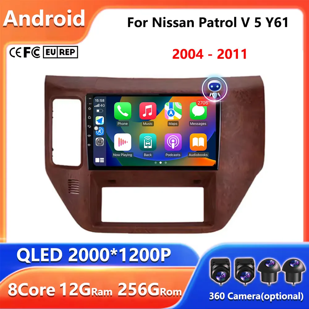 

9-дюймовый Android-автомобильный радиоприемник, мультимедийный видеоплеер для Nissan Patrol V 5 Y61 2004-2011 навигация GPS 4G CarPlay головное устройство