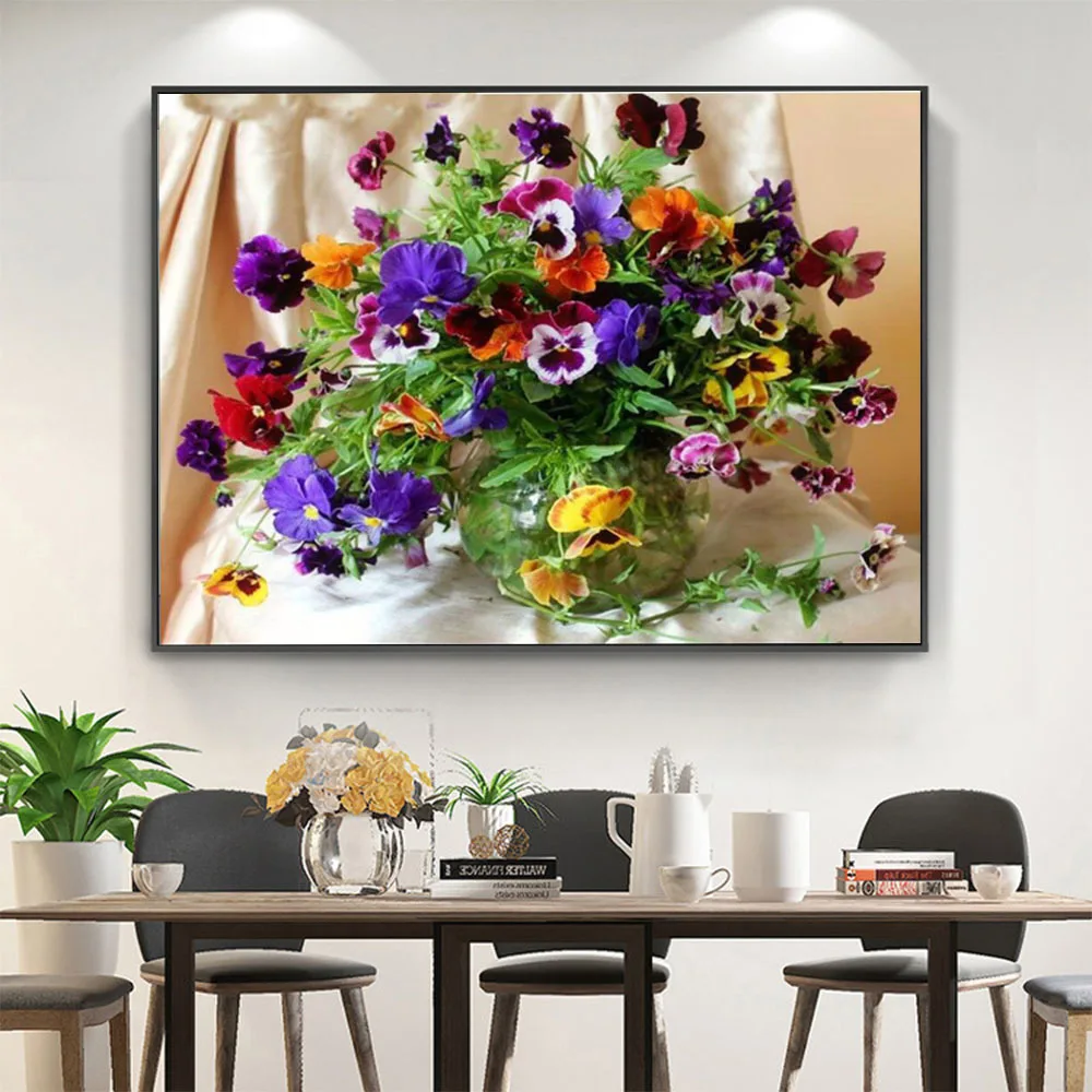 Flower Arranging Printed Water-Soluble Canvas 11CT Cross Stitch Embroidery Patterns DMC Threads Handiwork        Decor