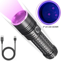 High power violet flashlight UV black mirror violet lamp 60W fluorescent anti-counterfeiting detection 365NM flashlight