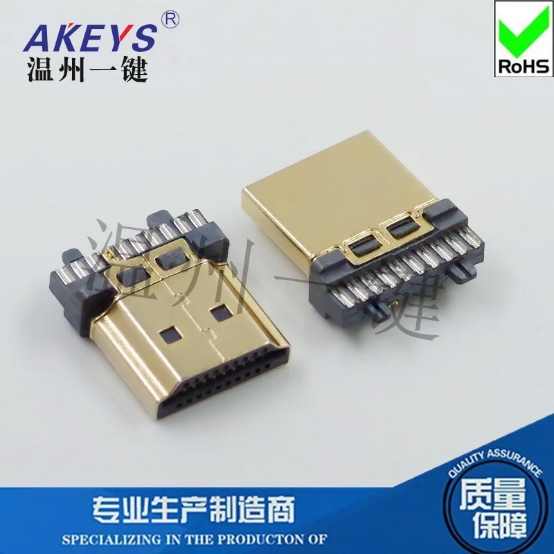 10pcs HDMI Type a Male Connector Seat Bonding Wire Bump Gold-Plated HD Data Connector Hdmia Male 19P Interface