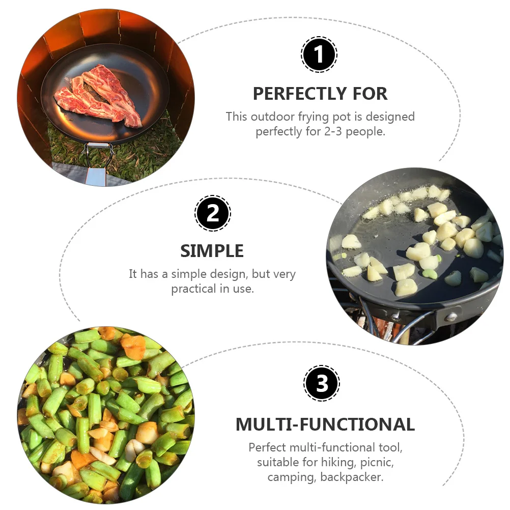 

Portable Aluminum Frying Pan for 2-3 People Non-Stick Outdoor Cooking Pot for Camping Hiking Picnic Cookware Cooking Utensil