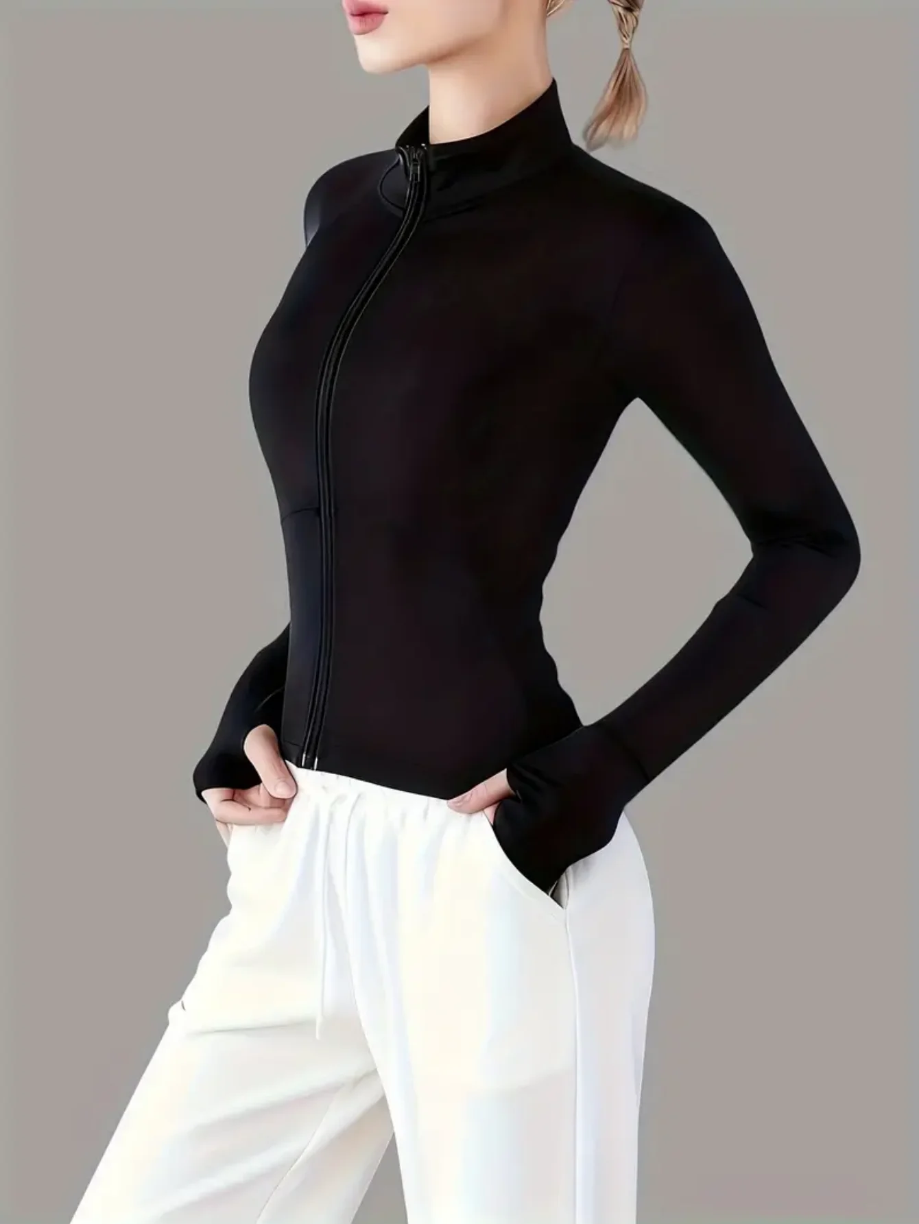 

Женская профессиональная куртка для йоги с длинным рукавом, топ для фитнеса, тренировочная спортивная одежда для пилатеса, быстросохнущая, впитывающая пот, для бега на открытом воздухе