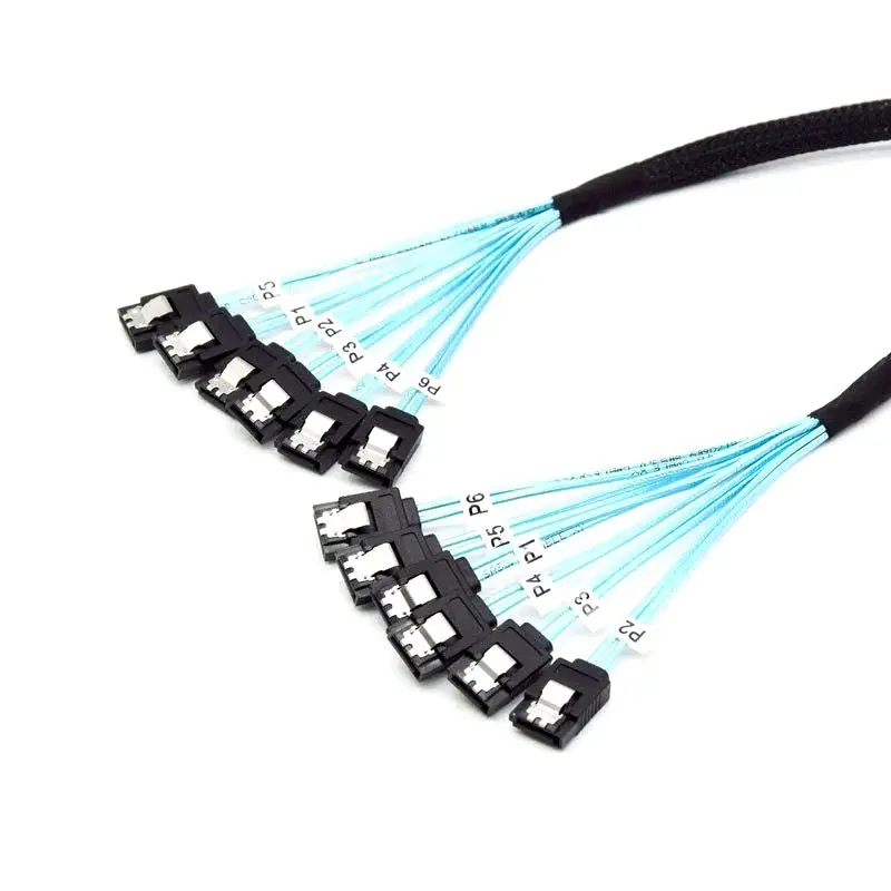 0.5m Dual Channel SATA 3.0 4-to-4 High-Speed Hard Disk Serial Port Connection Cable Server Transmission Cable 6-to-6 Data Cable