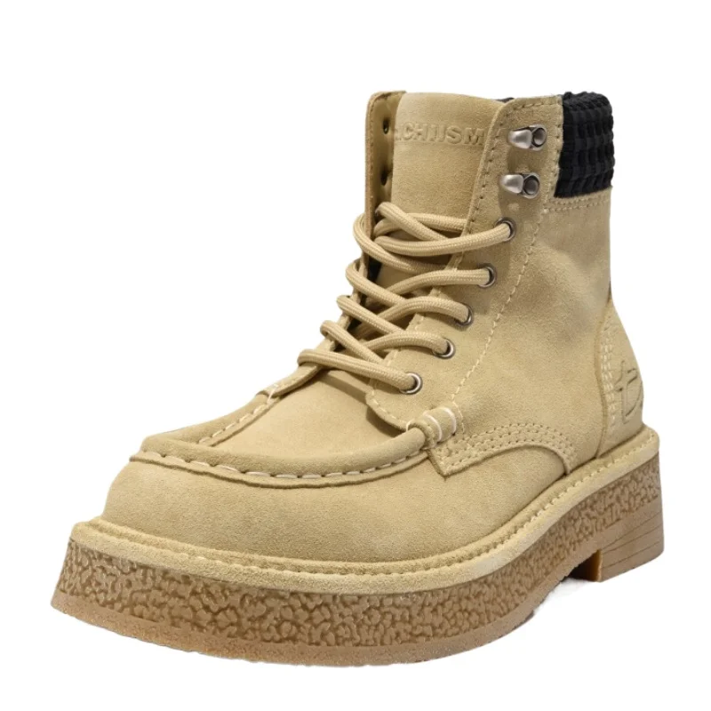 Botas de canguro para hombre, zapatos para ocio al aire libre, mocasines con altura aumentada, cuero genuino, suela de pegamento de humo mejorada, botas para el desierto