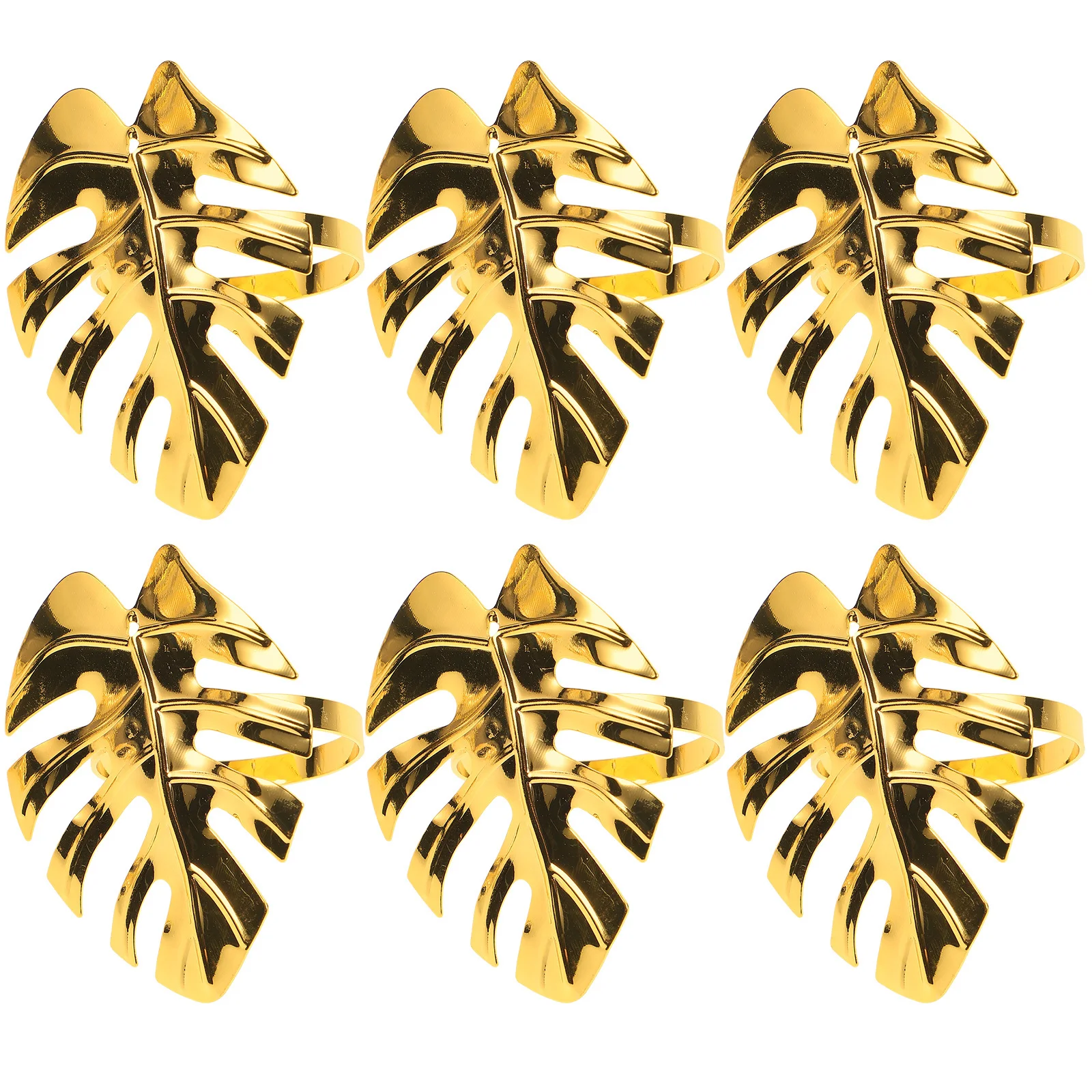 

6Pcs Elegant Napkin Rings Monstera Leaf Design for Dinner Wedding Party Banquet Napkin Holder Golden Silver Table Decoration