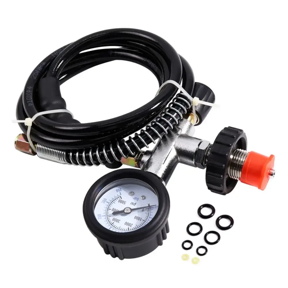 4500psi Scuba Diving Compressor Filling Valve Filling Service High Pressure Filling Station Compressor with Hose Pressure Gauge