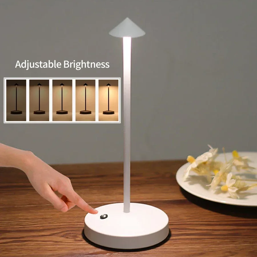 LED Table Lamp Rechargeable Touch Sensor Cordless Desk Lamp 3 Colors Bedside Creative Ambient Light Bar Room Decor Night Light image 4