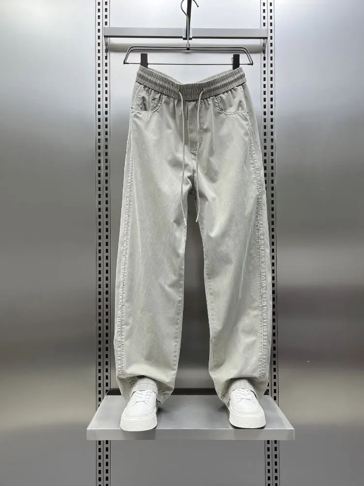 

Men's Summer Thin Casual Pants Loose Straight Leg Trousers Trendy Brand Patchwork Wide Leg Knife Pants Breathable