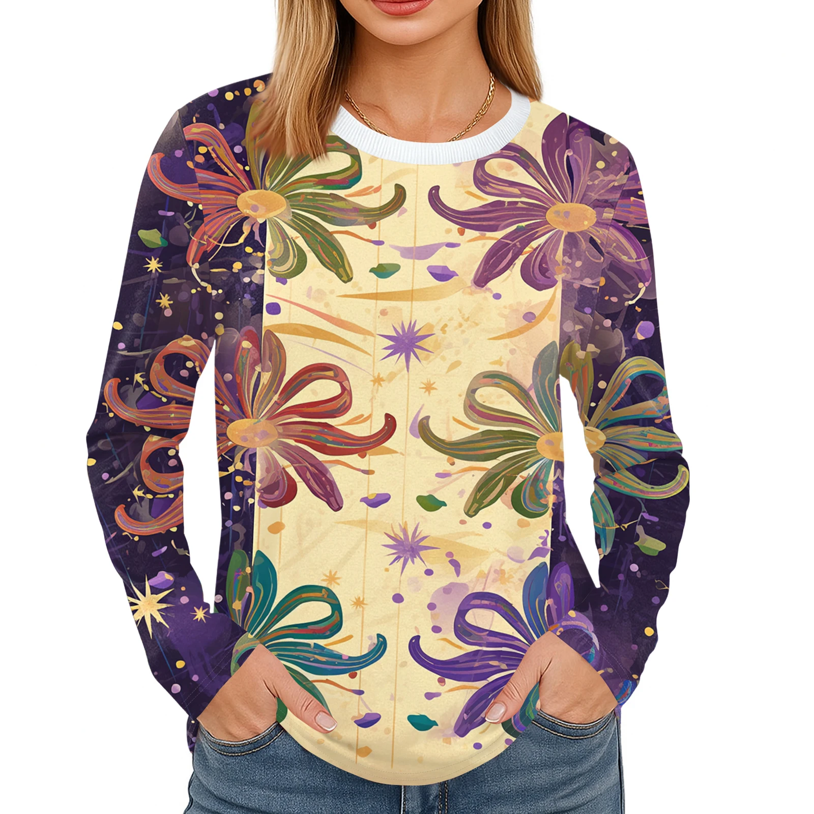 Uniformes d'infirmière de carnaval haut pour femme T-Shirt imprimé mignon amusant col rond mode pull décontracté col rond haut décontracté basique ample