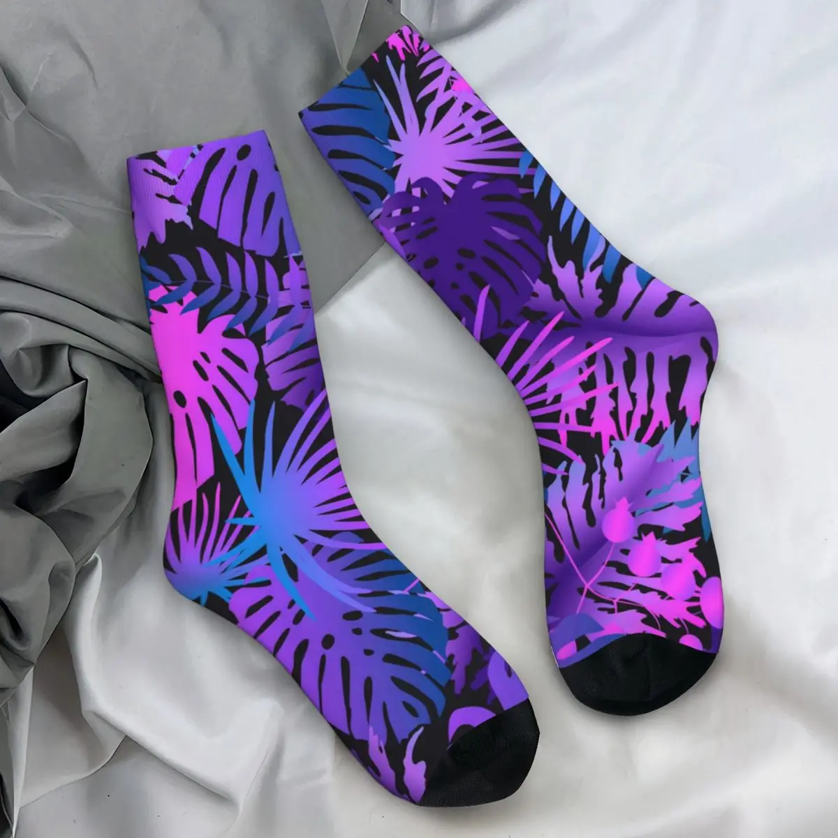 Purple Leaf Stockings Girls Jungle Plant Socks Soft Breathable Funny Socks Spring Running Non Skid Printed Socks Gift Idea